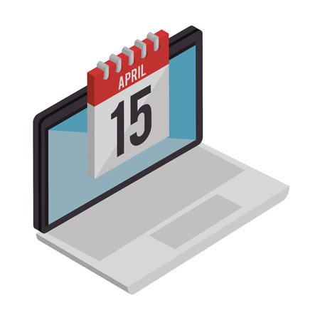 computer laptop with calendar vector illustration designのイラスト素材