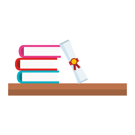 books school pile with diploma vector illustration designのイラスト素材