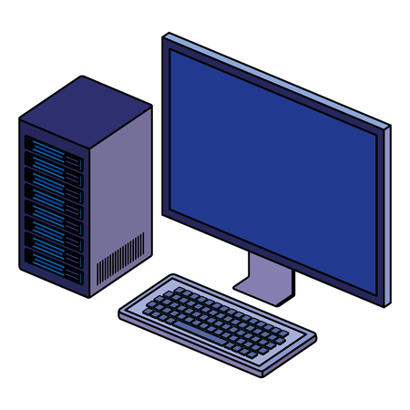 desktop computer isometric icon vector illustration designのイラスト素材