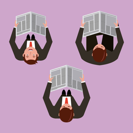top view businessmen reading newspaper vector illustrationのイラスト素材