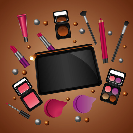 cosmetic makeup products beauty fashion set vector illustrationのイラスト素材