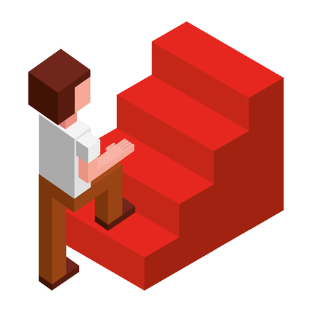 businessman climbing stairs success isometric vector illustrationのイラスト素材