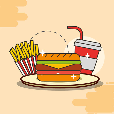 sandwich french fries and soda fast food vector illustrationのイラスト素材