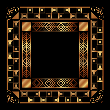 vintage frame art deco decorative antique elegance vector illustration dark backgroundのイラスト素材