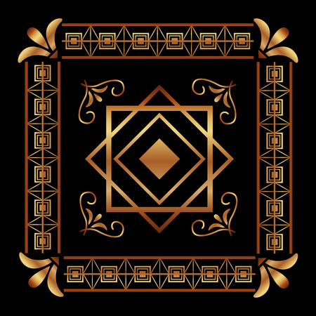 frame art deco floral luxury elegant vintage vector illustration dark backgroundのイラスト素材