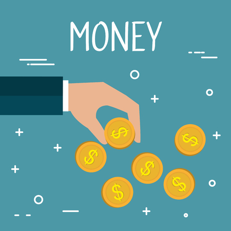 hand with coin money isolated icon vector illustration designの写真素材