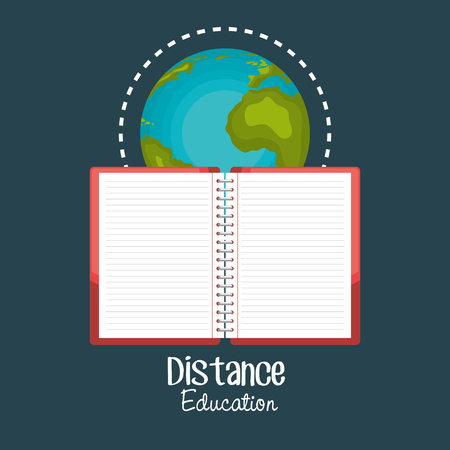 on line education with world planet vector illustration designのイラスト素材