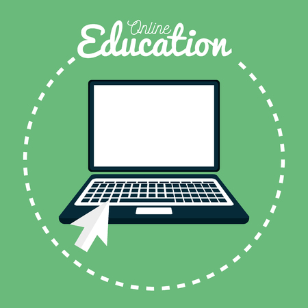 on line education with laptop vector illustration designのイラスト素材