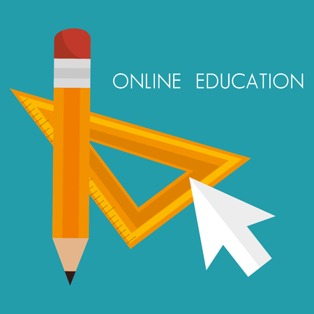 on line education with mouse cursor vector illustration designのイラスト素材