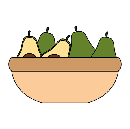 fresh avocados in bowl vegetarian food vector illustration designのイラスト素材