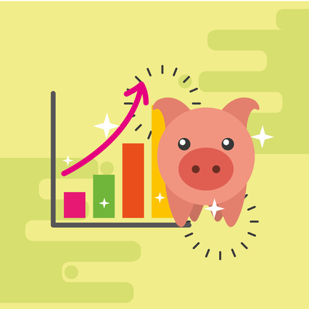 piggy bank financial statistic graph vector illustrationのイラスト素材