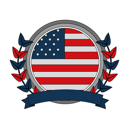 USA emblem with ribbon vector illustration designのイラスト素材