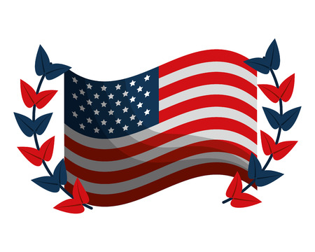 USA flag with wreath vector illustration designのイラスト素材