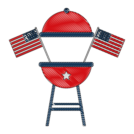 bbq grill with american flags celebration vector illustrationのイラスト素材