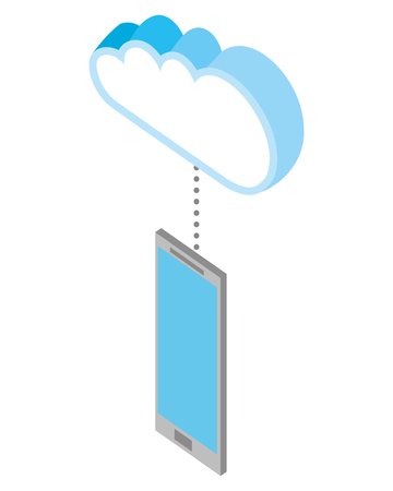smartphone device with cloud isometric vector illustration designのイラスト素材