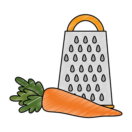fresh carrot with grater vegetarian food vector illustration designのイラスト素材