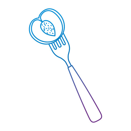 fresh mango fruit in fork vector illustration designのイラスト素材