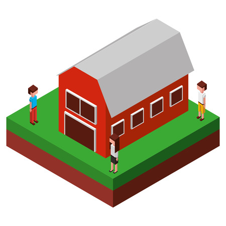 people in the stable isometric avatars characters vector illustration designのイラスト素材