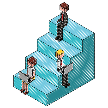 business people in the stair isometric avatars characters vector illustration designのイラスト素材