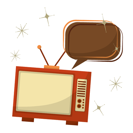tv old with speech bubble retro style vector illustration designのイラスト素材