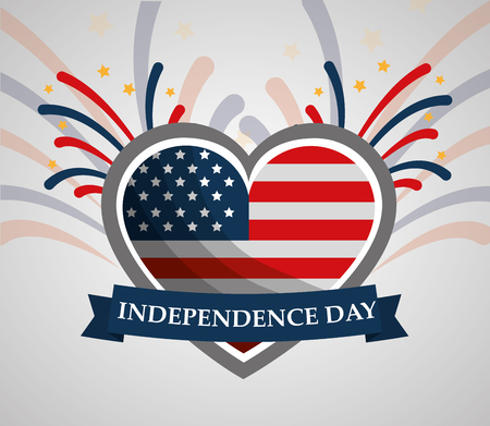 flag in heart banner american independence day vector illustrationのイラスト素材