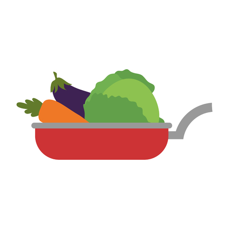 vegetables cooking in kitchen pan vector illustration designのイラスト素材