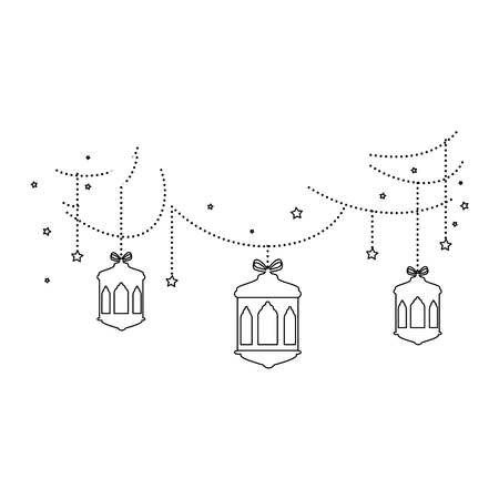 lamps hanging decoration ramadan kareem celebration vector illustrationのイラスト素材