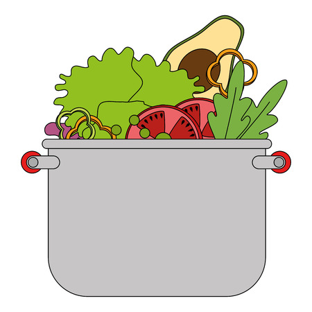 vegetables cooking in kitchen pot vector illustration designのイラスト素材