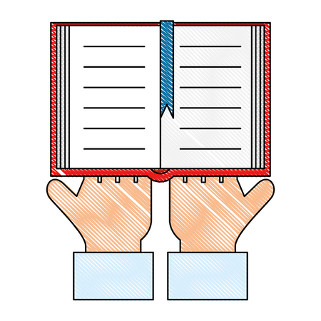 hands lifting sacred book religious vector illustration designのイラスト素材