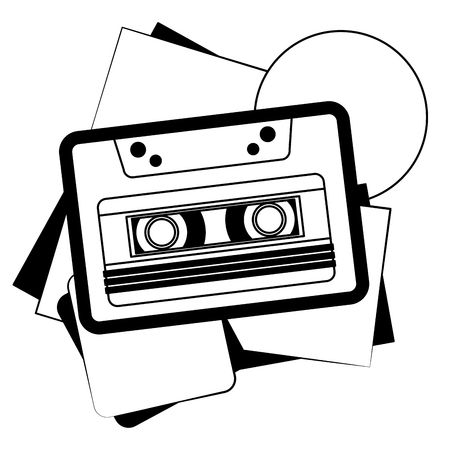 retro cassette recorder tape music vintage classic vector illustrationのイラスト素材