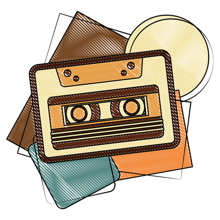 retro cassette recorder tape music vintage classic vector illustrationのイラスト素材