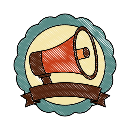 retro megaphone shouting vintage emblem vector illustrationのイラスト素材