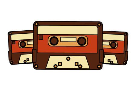 retro vintage cassette tape record music vector illustrationのイラスト素材