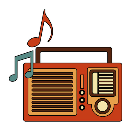 retro vintage radio stereo note music vector illustrationのイラスト素材