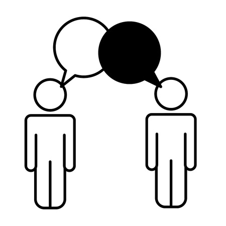 people talking communication speech bubble pictogram vector illustration black and whiteのイラスト素材
