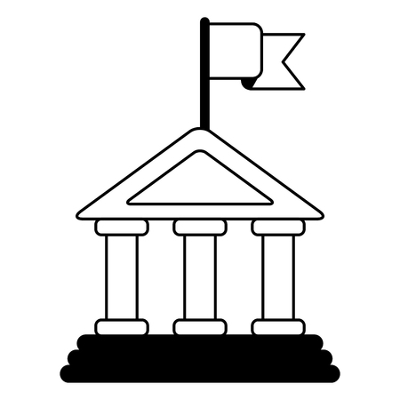 bank flag success business image vector illustration black and whiteのイラスト素材