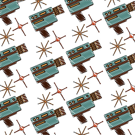 retro vintage video camera recorder pattern vector illustrationのイラスト素材