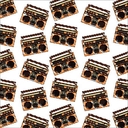 cassette radio player retro vintage pattern vector illustrationのイラスト素材