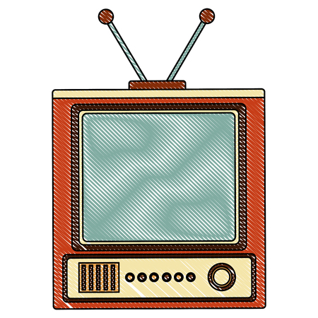 retro television vintage device image vector illustration  drawingのイラスト素材
