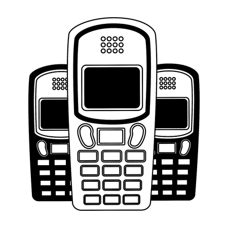 vintage retro device cellphone image vector illustration のイラスト素材