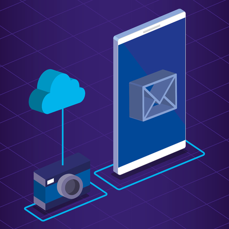 digital technology isometrics icons vector illustration designのイラスト素材