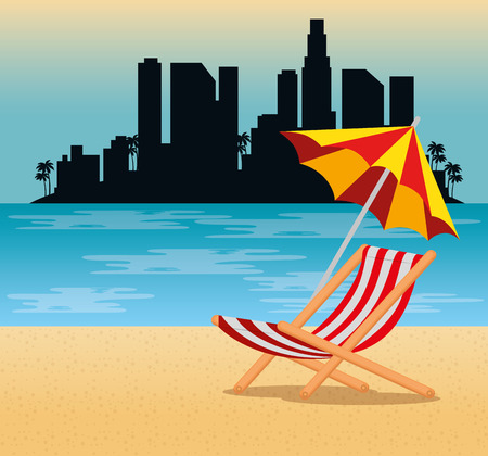 miami beach cityscape scene vector illustration designのイラスト素材