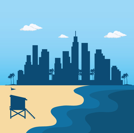 miami beach cityscape scene vector illustration designのイラスト素材