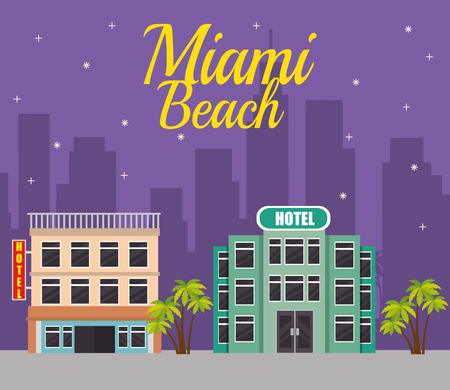 miami beach cityscape scene vector illustration designのイラスト素材