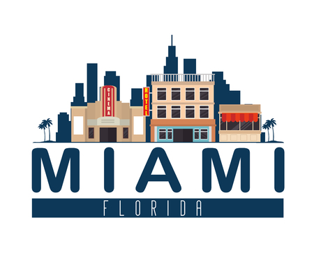 miami beach cityscape scene vector illustration designのイラスト素材