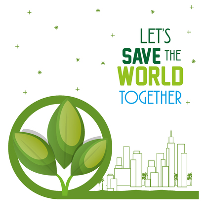 buildings ecology green city scene vector illustration designのイラスト素材