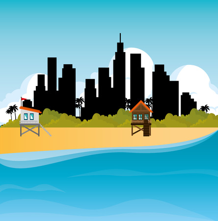miami beach cityscape scene vector illustration designのイラスト素材