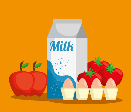 supermarket set products with special offer vector illustration designのイラスト素材