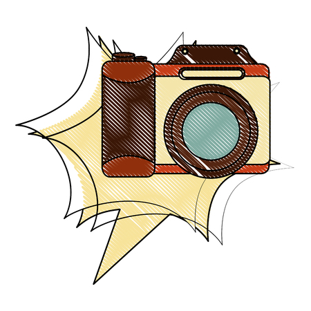 photographic camera lens retro vintage vector illustration drawingのイラスト素材