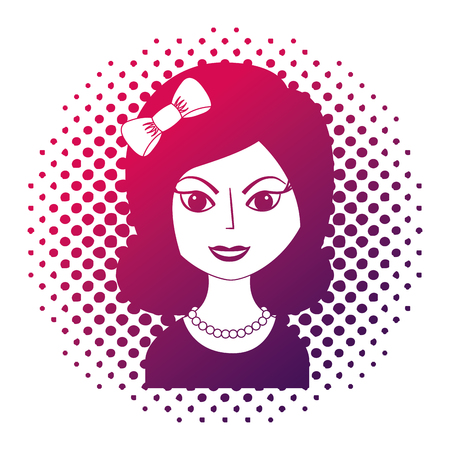 beautiful woman with headband retro style pop art vector illustration neon designのイラスト素材